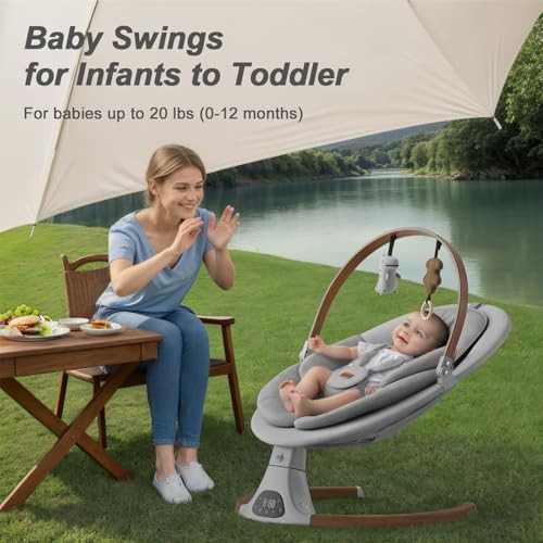 Monamii Electric Baby Swing, Music Speaker, Remote Control B0DK756PZ3 - Grey New