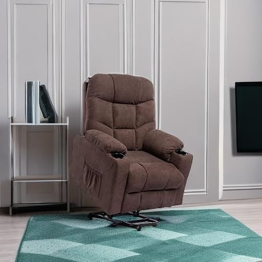 Living Room Power Lift Massage Recliner Chair Heated Ergonomic Lounge - Brown