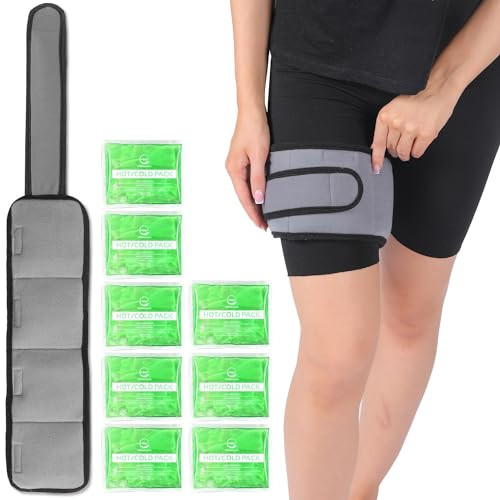 ALLSETT HEALTH REUSABLE KNEE ICE PACK WRAP HOT COLD THERAPY 8 PACK - GRAY/BLACK