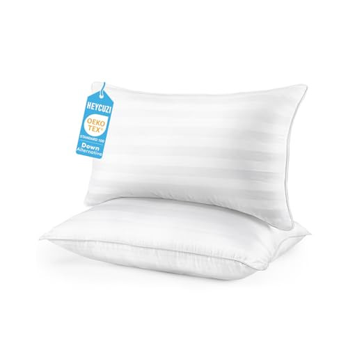 HEYCUZI Queen Size Bed Pillows Set of 2 - Breathable Down Alternative Pillow New