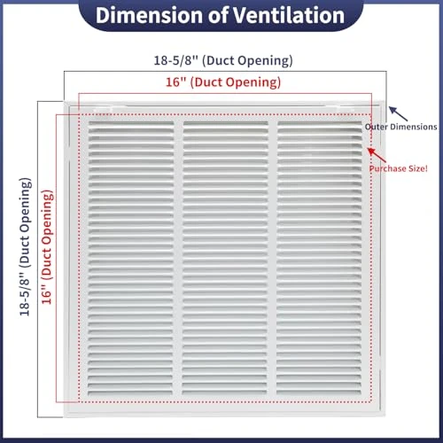 Howeall Steel Return Air Filter Grille Removable Face Door 16"W x 16"H - White New