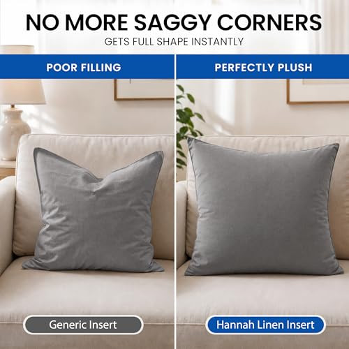 Hannah Linen Throw Pillow Inserts 22x22 4 Pack Square Cushion Pillow Forms New