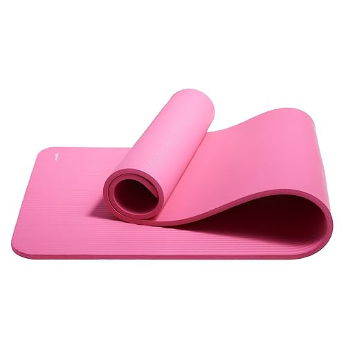 Amazon Basics 1/2" Extra Thick Exercise Yoga Mat w/Strap, 74"x24"x0.5"-Pink New