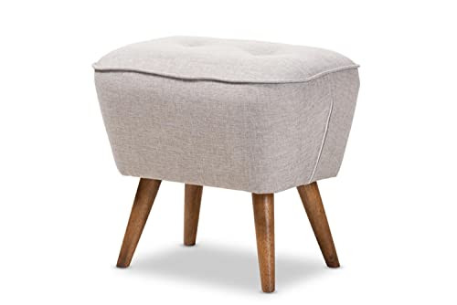 Baxton Studio Petronelle Mid-Century Modern Fabric Upholstered Ottoman New
