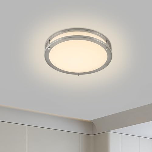 MingBright 14" LED Flush Mount Ceiling Light, Brushed Nickel - B08DDCHPHN New