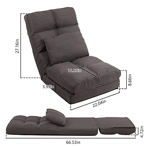 FLOGUOR 14-Position Floor Chair with Back Support Chaise Lounge 8823CO - Coffee New