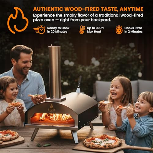 STOKE 13-INCH WOOD PIZZA OVEN GAS BURNER PEEL RAIN COVER - SILVER