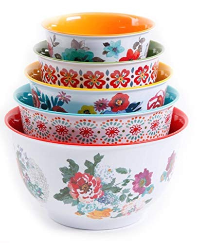 Pioneer Woman 10-Piece Nesting Mixing Serving Bowl Set - Vibrant Colors New