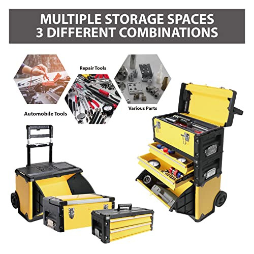 BIG RED STACKABLE PORTABLE METAL TOOL BOX ORGANIZER WITH WHEELS ATRJF-C305ABDYR