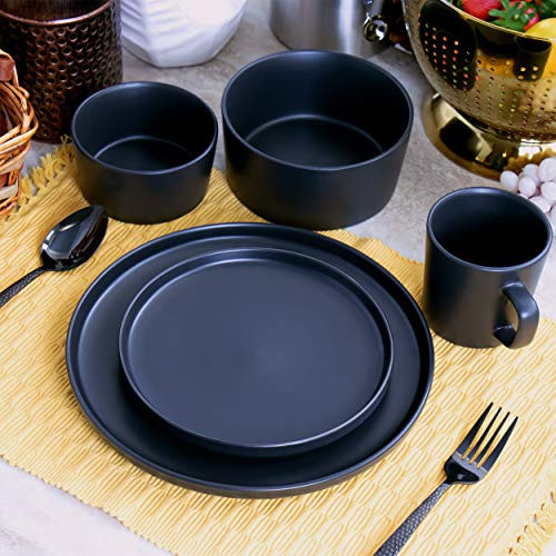 Elama Luxmatte Contemporary Dinnerware Set (1, Black) New