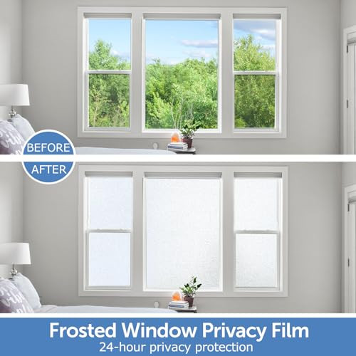 HIDBEA Frosted Window Privacy Film Non Adhesive 23.6 x 157.5" B0B8H6VB21 - White New