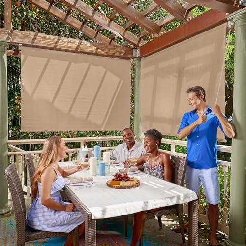 Coolaroo Outdoor Roller Shade with Wand 90% UV Filter 4ft x 6ft Southern Sunset New