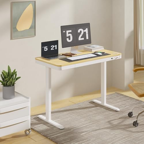 FLEXISPOT COMHAR 48" ELECTRIC STANDING DESK DRAWERS USB QUICK ASSEMBLY - MAPLE