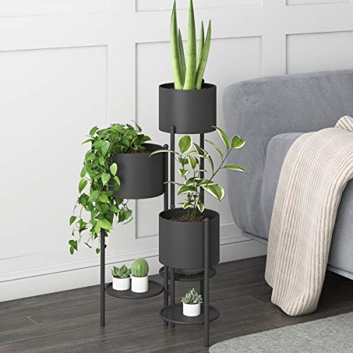 AISUNDY Metal Plant Stand 6 Tier 6 Potted Flower Pot Holder B08C2PFPVL - Black New