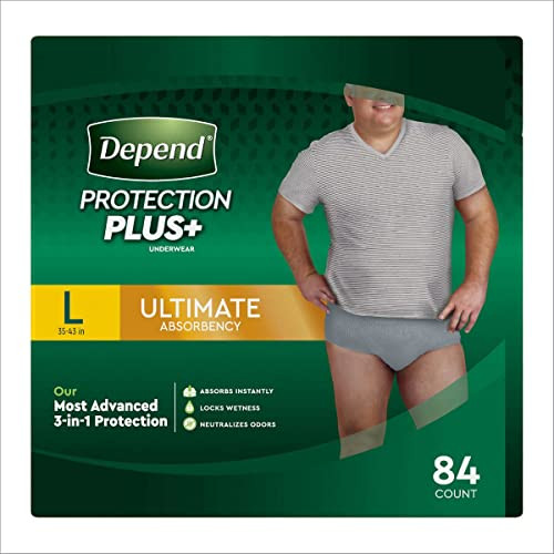 Depend Protection Plus Ultimate Underwear for Men, Large (84 Count) NEW New