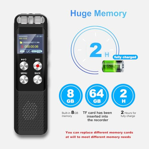 GENERIC 72GB DIGITAL DIGITAL VOICE RECORDER VOICE ACTIVATED RECORDERS - BLACK