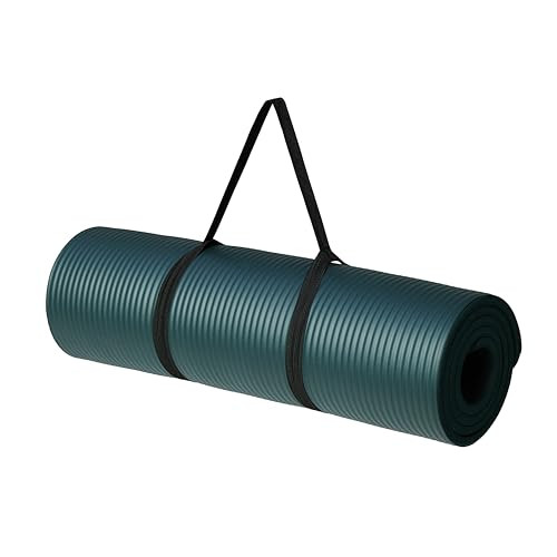 Amazon Basics Extra Thick Exercise Yoga Gym Floor Mat Carrying Strap - Cyan New