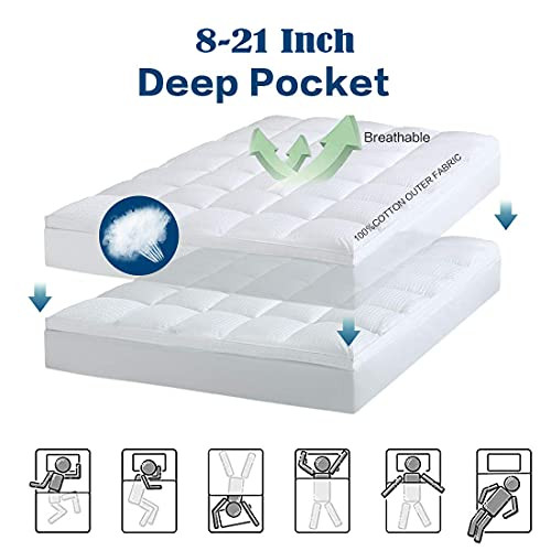 Abakan Twin XL Mattress Topper Extra Thick Pillow Cotton Cooling - White New