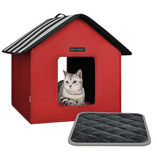 Rest-Eazzzy Cat House Outdoor Bed Weatherproof Shelter B09N1M638G - Red New