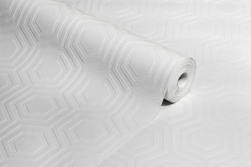 RD5671 - Anaglypta White Geometric Beehive Wallpaper New
