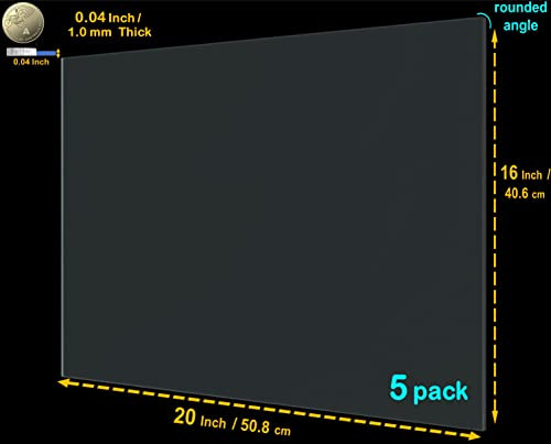 Acrylic Sheets 16"x20" Clear Plastic Sheets 0.04" Thick Plexiglass - 5 Pack New