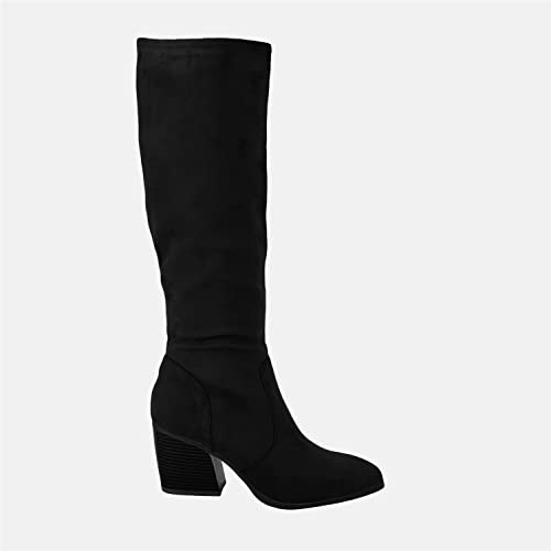 Juliet Holy Women’s Wide Calf Stacked Heel Knee High Boots, Size: 8.5, Black