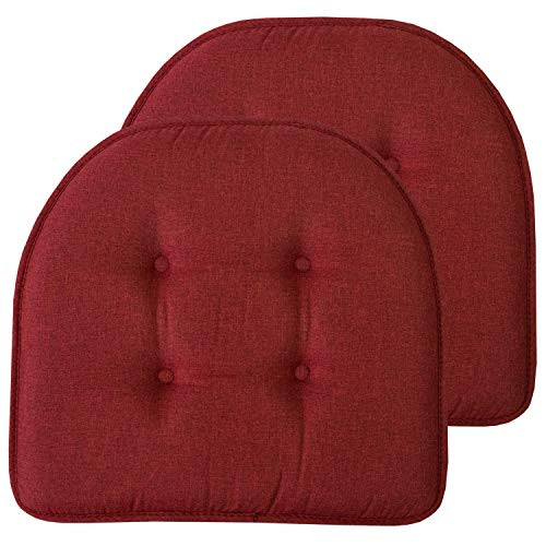 Sweet Home Collection Chair Cushion Memory Foam Pads Tufted Slip Back - Wine New