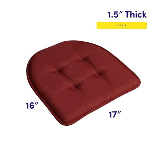 Sweet Home Collection Chair Cushion Memory Foam Pads Tufted Slip Back - Wine New