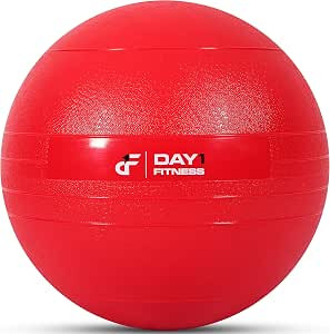 DAY 1 FITNESS WEIGHTED 15 POUND SLAM BALL - NO BOUNCE MEDICINE BALL - RED