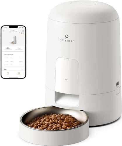 PETLIBRO Automatic Cat Feeder Wi-Fi Rechargeable Cats Food Dispenser - White New