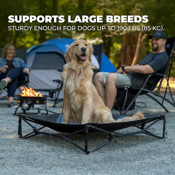 OUTLAND LIVING ELEVATED DOG BED – DURABLE WEATHER-RESISTANT PET COT - BLACK BLUE