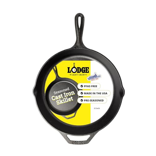 LODGEPRE-SEASONEDCASTIRONSKILLETPFAS-FREEL10SK3-DOUGLAS-FIR-12 INCHES- BLACK