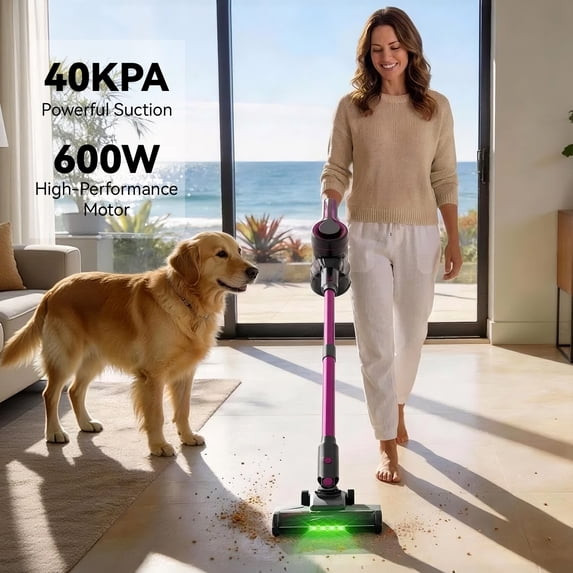 SUPCLEAN CORDLESS VACUUM CLEANER 40KPA 600W 70MINS RUNTIME 2.0L - MAGENTA/GRAY