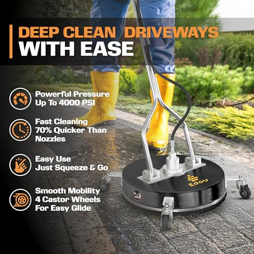 EDOU 20" Dual Handle Pressure Washer Surface Cleaner, B08SW1MGTC - Black