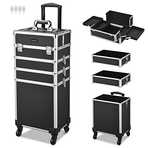 BYOOTIQUE Rolling Makeup Train 4in1 Organizer Trunk Detachable Wheel - Black