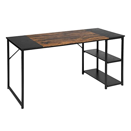 FurnitureR 55in Rustic Student Laptop Writing Storage Shelves - Brown/Black New