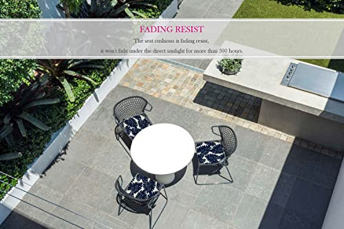 FBTS Prime Outdoor Chair Cushions Set 2 Patio Seat Cushions Ties 16x17 Navy New