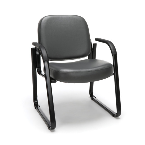 OFM Vinyl Curved Padded Back Guest Chair with Arms - Charcoal