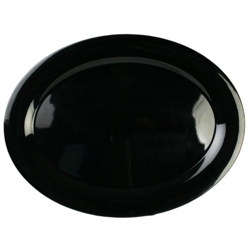 Excellanté Mica Black Collection 22-Inch Chicken Platter, Two-Toned