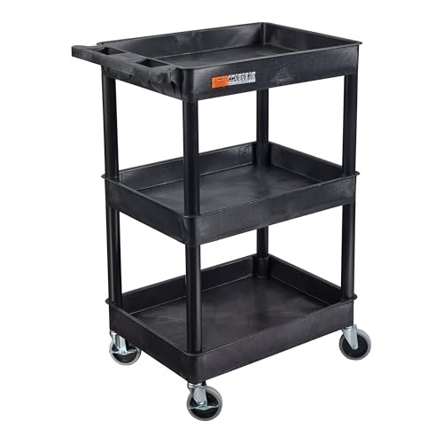 Luxor STC111 40.5" Automotive Utility Cart 3 Shelves, Black New