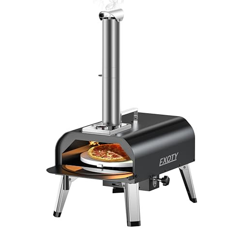 EXOTY New Outdoor Pizza Oven 12" Wood Pellet Burning Portable With Stone New