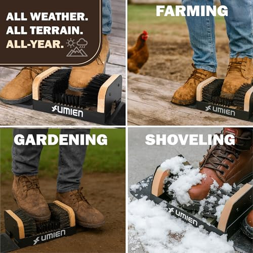 UMIEN Boot Scraper Outdoor Shoe Brush with Flaps, for Mud, Dirt & Snow - BLACK