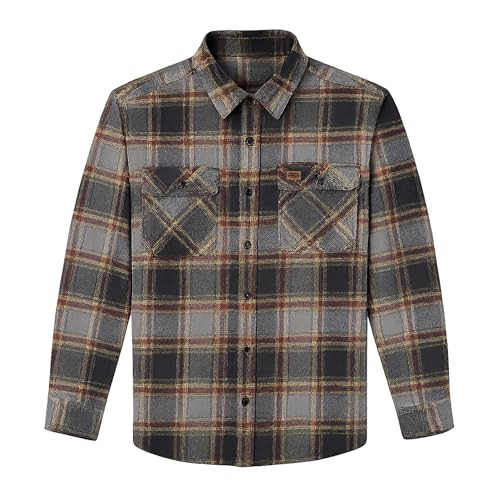 2038-3816 Field & Stream Men's Bismuth Flannel Shirt, Gray Line Plaid, X-Large New