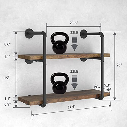 Generetic Industrial Pipe Shelving, 2 Tiers Gray B094VZ11NN - Black New