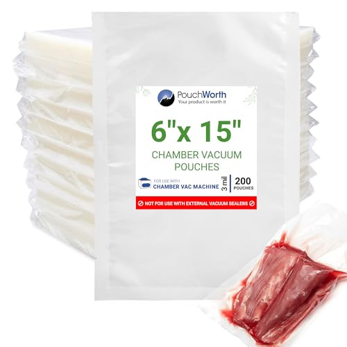 PouchWorth 1,000 Pack 6" x 15", 3 mil Chamber Machine Pouches, B08S3LN6GP New