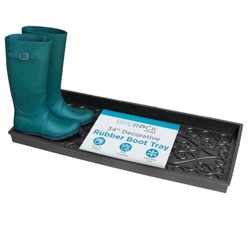 BIRDROCK HOME Large Rubber Boot Tray 34x14" - Black New