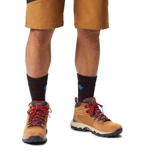 174641 COLUMBIA MEN NEWTON RIDGE PLUS II SUEDE WATERPROOF, ELK/RED, SIZE 8.5