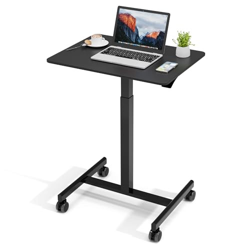 Simple Deluxe Standing Desk with Lockable Wheels, Portable Laptop - Black New