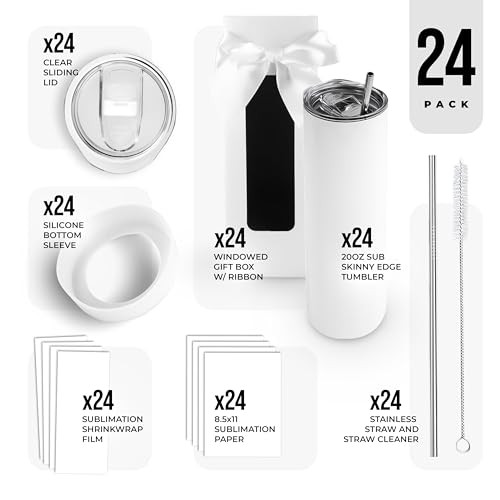 Hogg 20oz Edge Tumbler Gift Set (24 Units) with Lids Straws and Accessories New