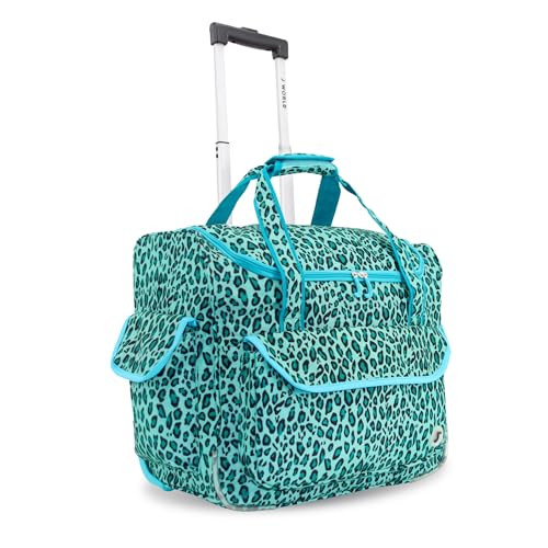 J World Donna Rolling Tote Bag on Wheels for Women, B01C7UZ99C - Mint Leopard New